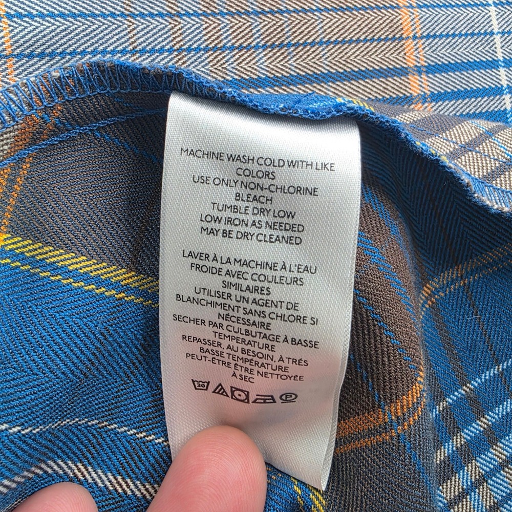 Y2K Urban Outfitters Blue Plaid Maxi Skirt A-Line Bias Cut Large Academia Preppy - Picture 9 of 10